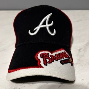 Atlanta Braves New Era Black and White Cap with Red Details